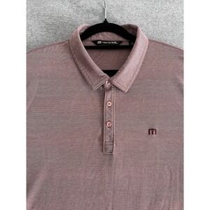 Travis Mathew Mens XL Performance Golf Polo Short Sleeve Micro Stripe Burgund